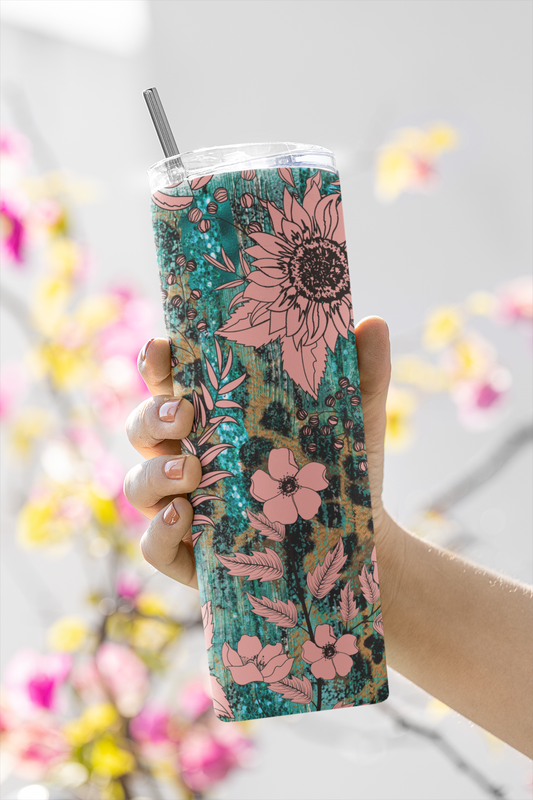 Rustic Boho Floral, Sublimation, Ready to Print, Ready To Press, Print Out Transfer, 20 oz, Skinny Tumbler Transfer, NOT A DIGITAL