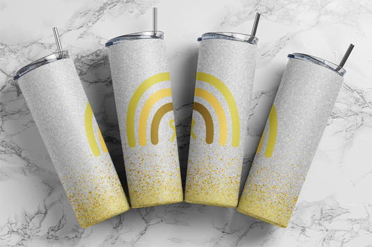 Yellow Rainbow Childhood Cancer Awareness, Sublimation, Ready To Press, Print Out Transfer, 20 oz, Skinny Tumbler Transfer, NOT A DIGITAL